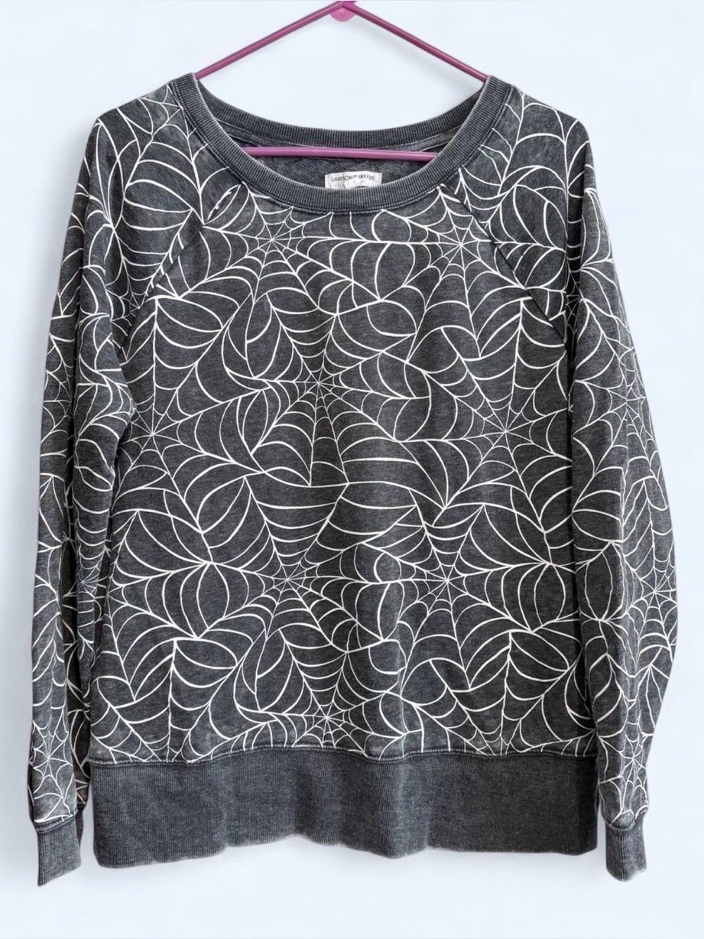 Grayson Threads Spooky Gray Crewneck with Spider Web Print